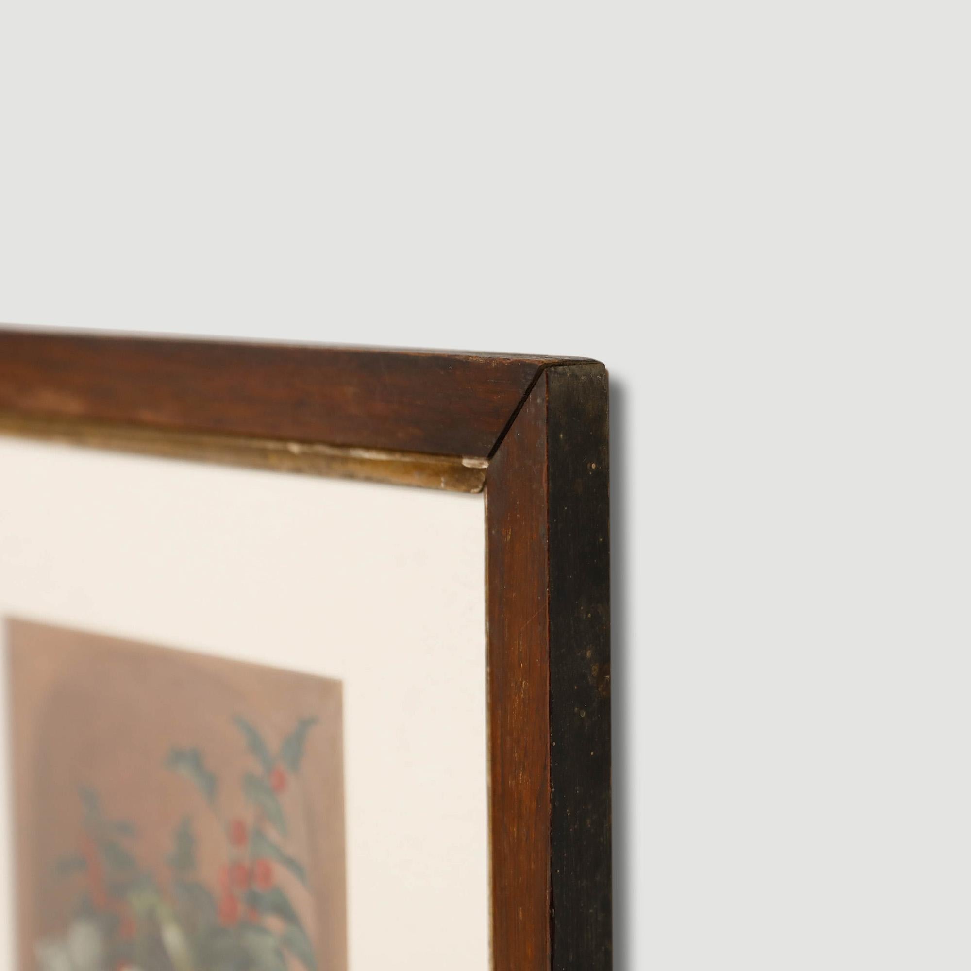 Huile du début du 20e siècle - Fleurs blanches avec saint en vente 1
