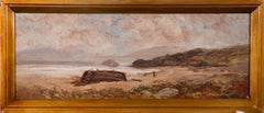 Framed Early 20th Century Oil - Windy Beach Scene