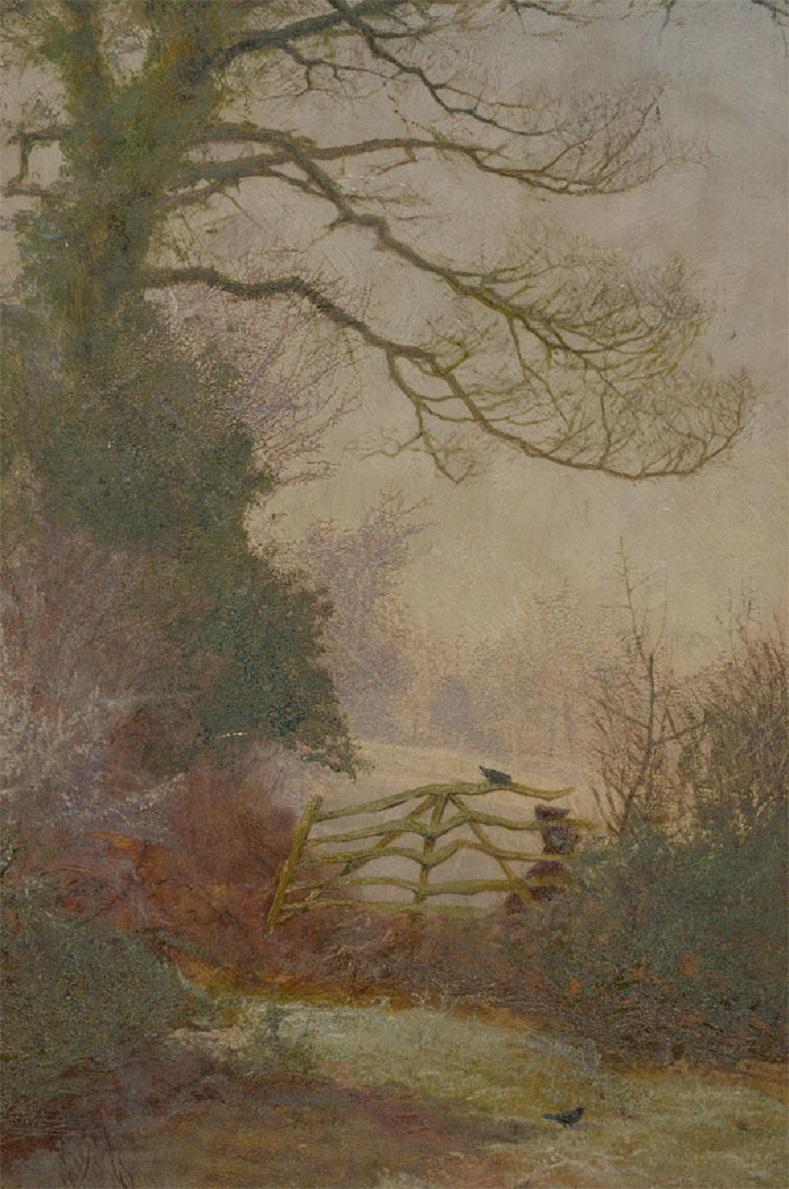 Encadrée, début du XXe siècle, huile - Jour d'hiver - Painting de Unknown