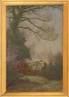 Antique Framed Early 20th Century Oil - Winter Morning