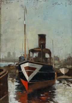 Framed French School Late 19th Century Oil - Steamboat 'Havre'