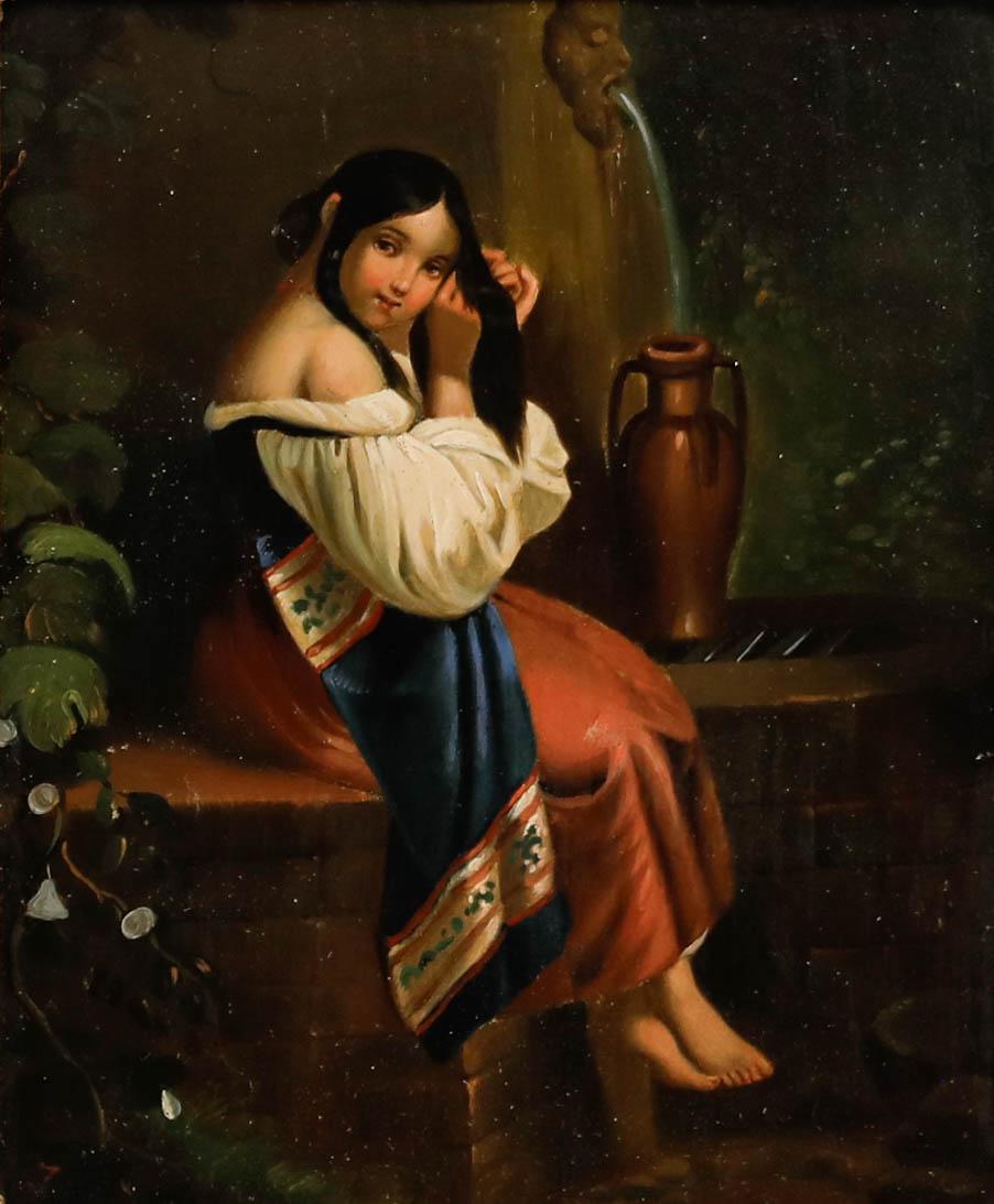 Olio di German School del XIX secolo incorniciato - Il portatore d'acqua - Painting di Unknown