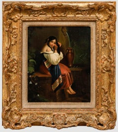 Olio di German School del XIX secolo incorniciato - Il portatore d'acqua