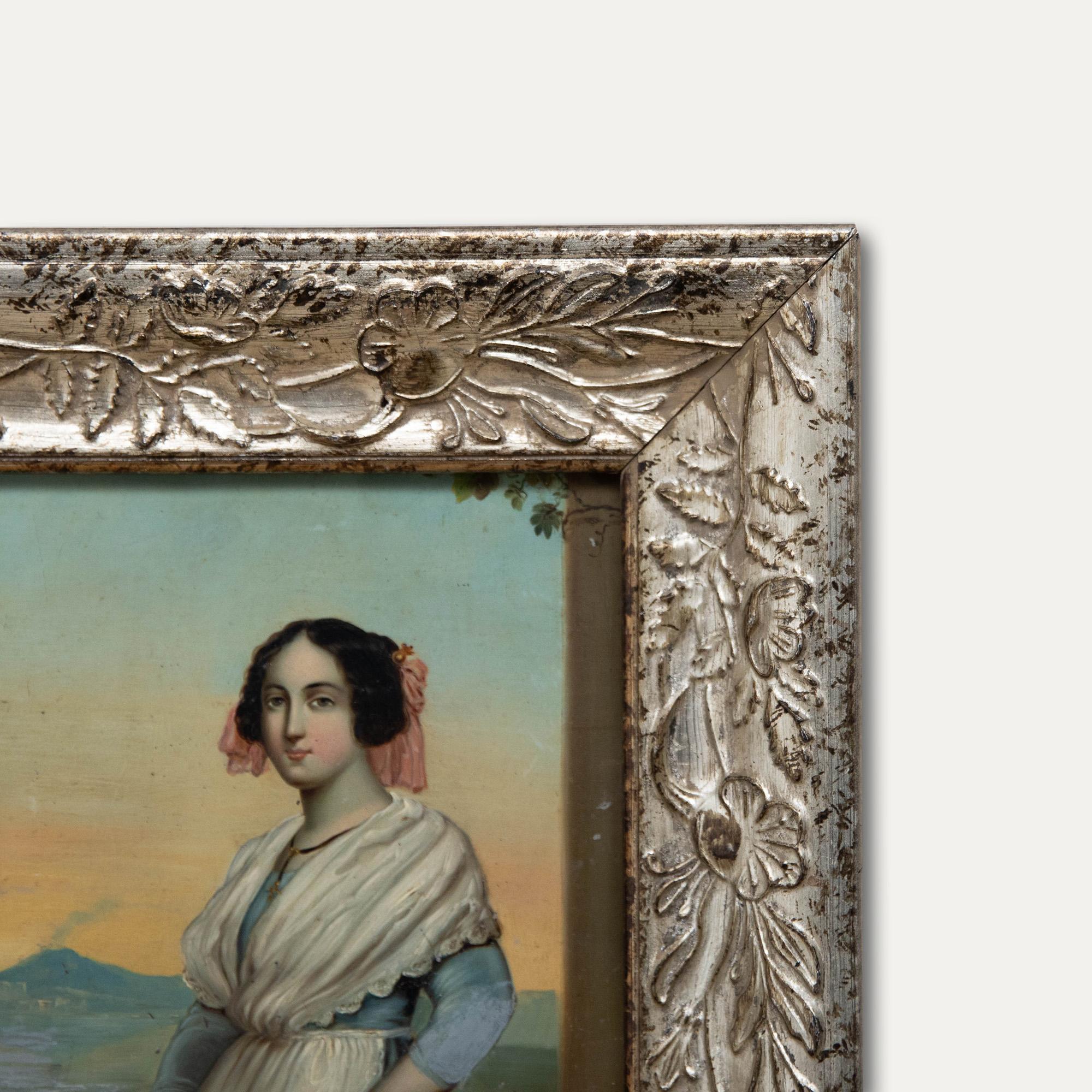 Framed Grand Tour 19th Century Oil - Portrait of an Italian Serving Girl For Sale 2