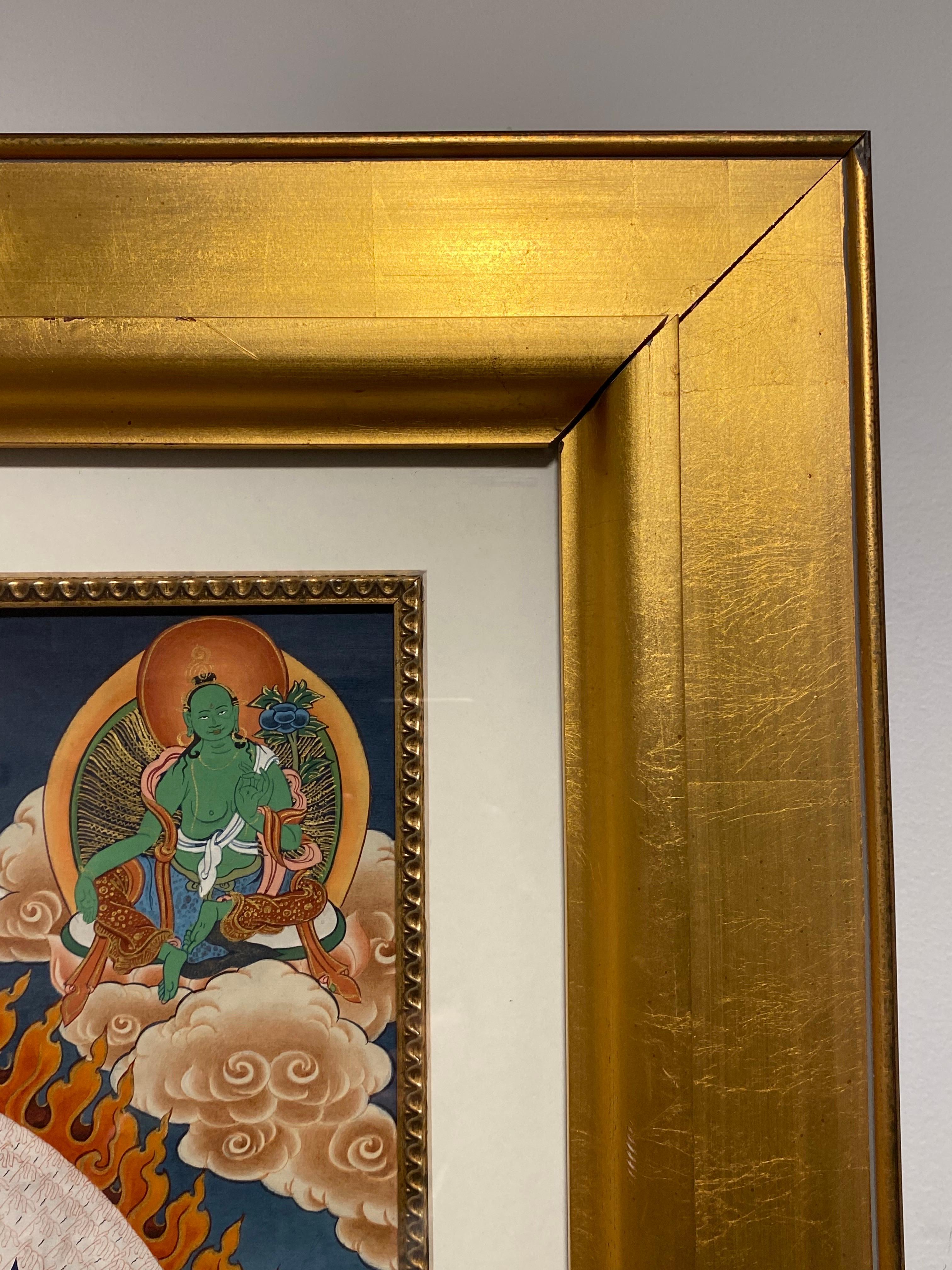 Framed Hand Painted Avalokiteshvara Thangka on Canvas 24K Gold  For Sale 14