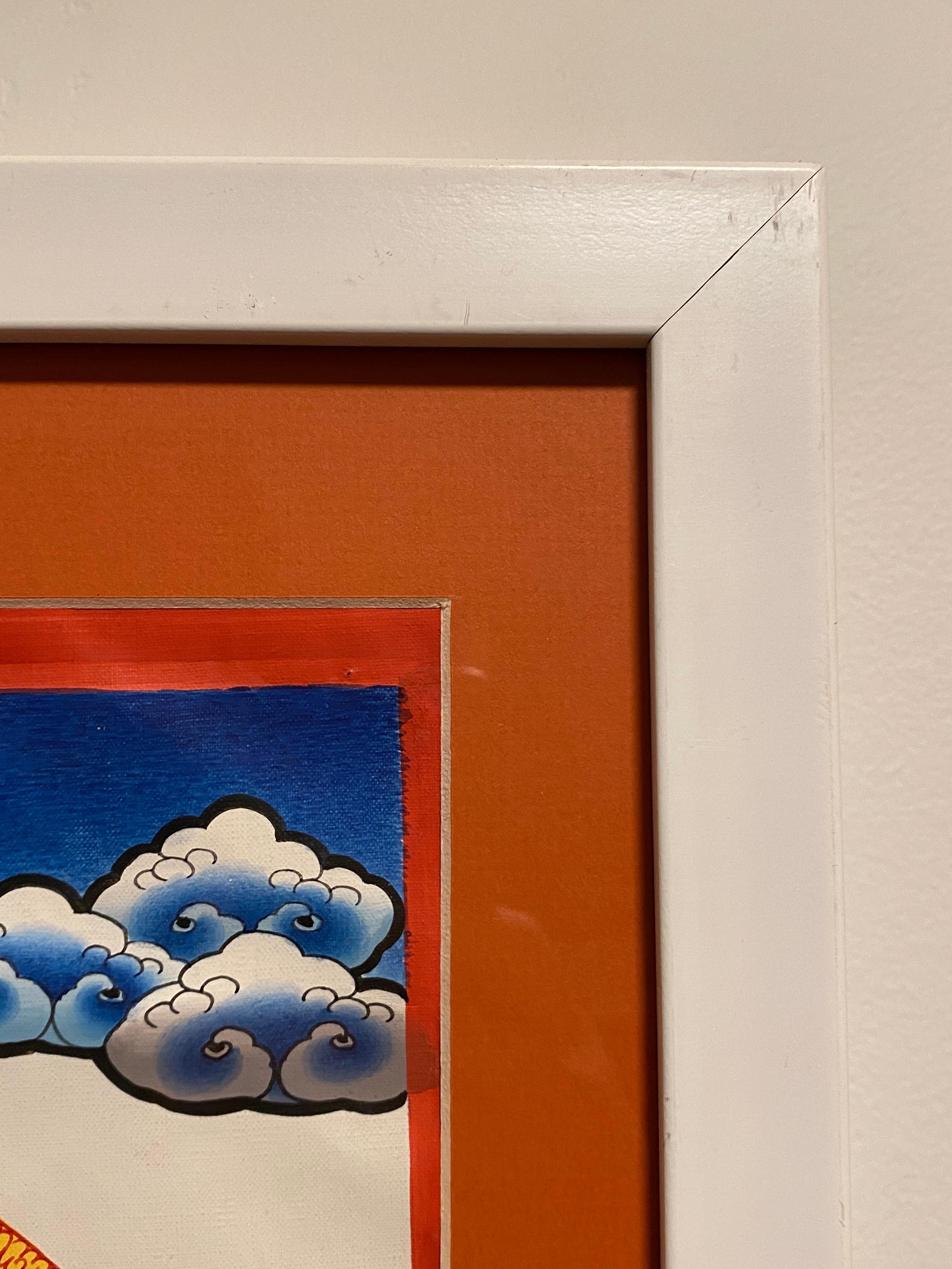 Thangka di Tara verde dipinto a mano e incorniciato su tela con oro 24 carati in vendita 7