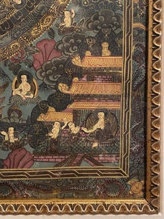 Framed Hand Painted on Canvas Mandala Thangka 24K gold