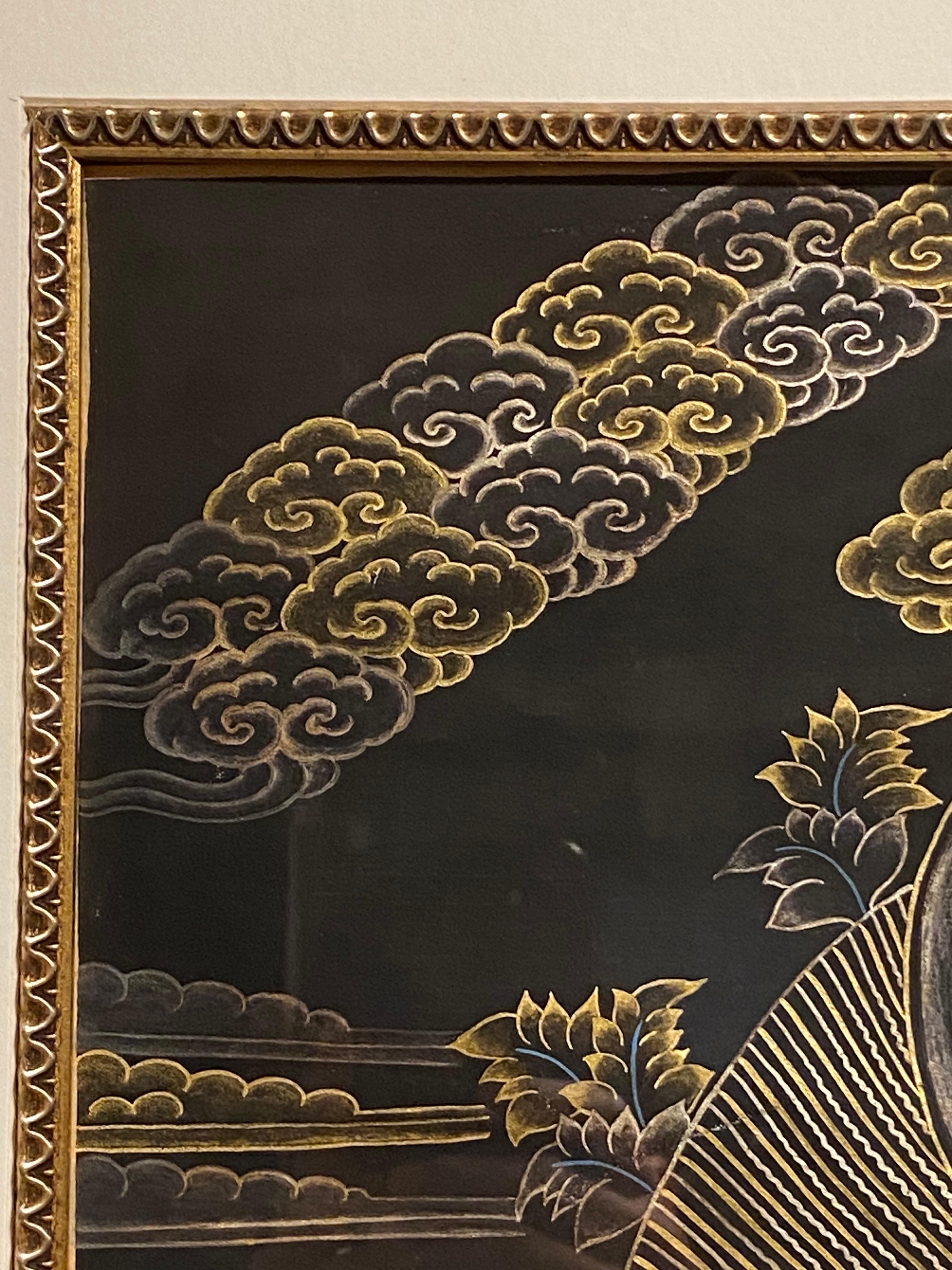 Framed Hand Painted Padmasambhava Thangka on Canvas 24K Gold  For Sale 2