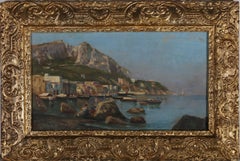 Framed Italian School Early 20th Century Oil - Romantic Coast