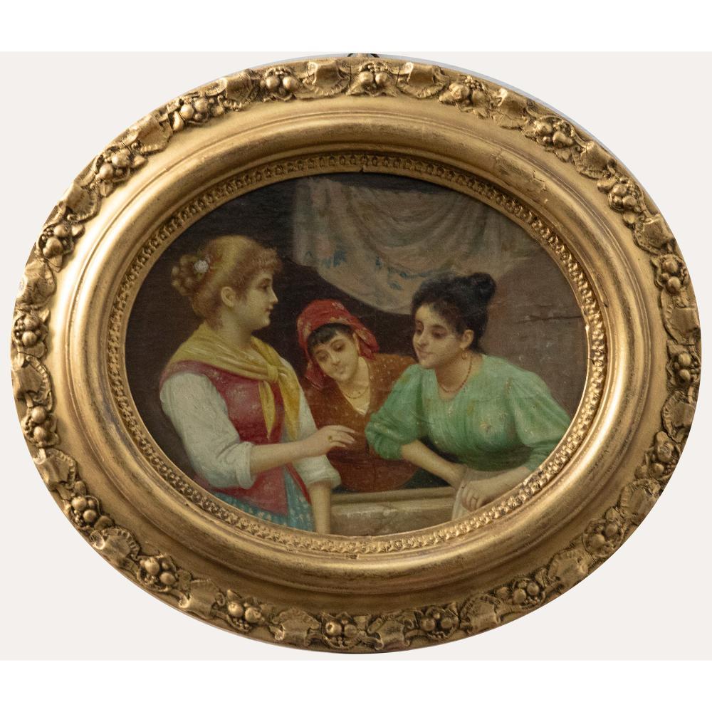Unknown Figurative Painting - Framed Italian School Late 19th Century Oil - The Engagement