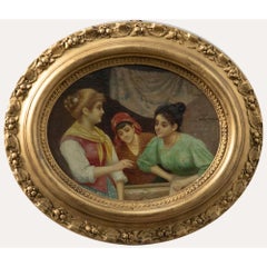 Antique Framed Italian School Late 19th Century Oil - The Engagement