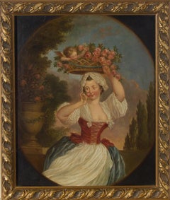 Framed Late 19th Century Oil - A Young Woman with Roses