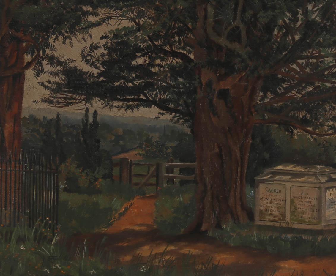 Framed Late 19th Century Oil - All Saints Churchyard - Painting by Unknown