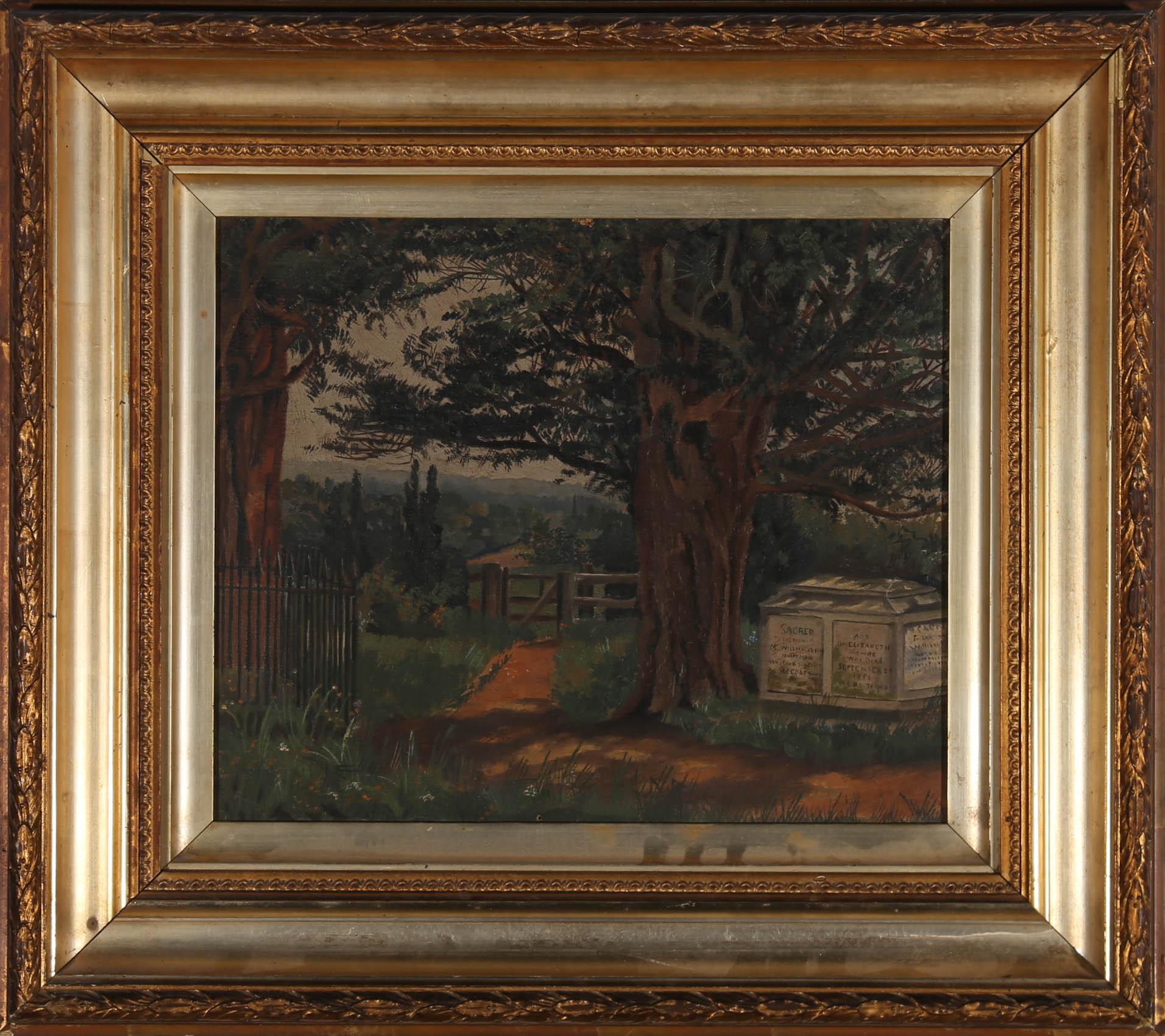 Unknown Figurative Painting - Framed Late 19th Century Oil - All Saints Churchyard
