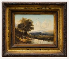 Framed Late 19th Century Oil - Cattle Watering in a Landscape