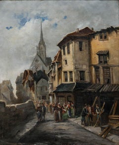 Framed Late 19th Century Oil - Church Bells Calling