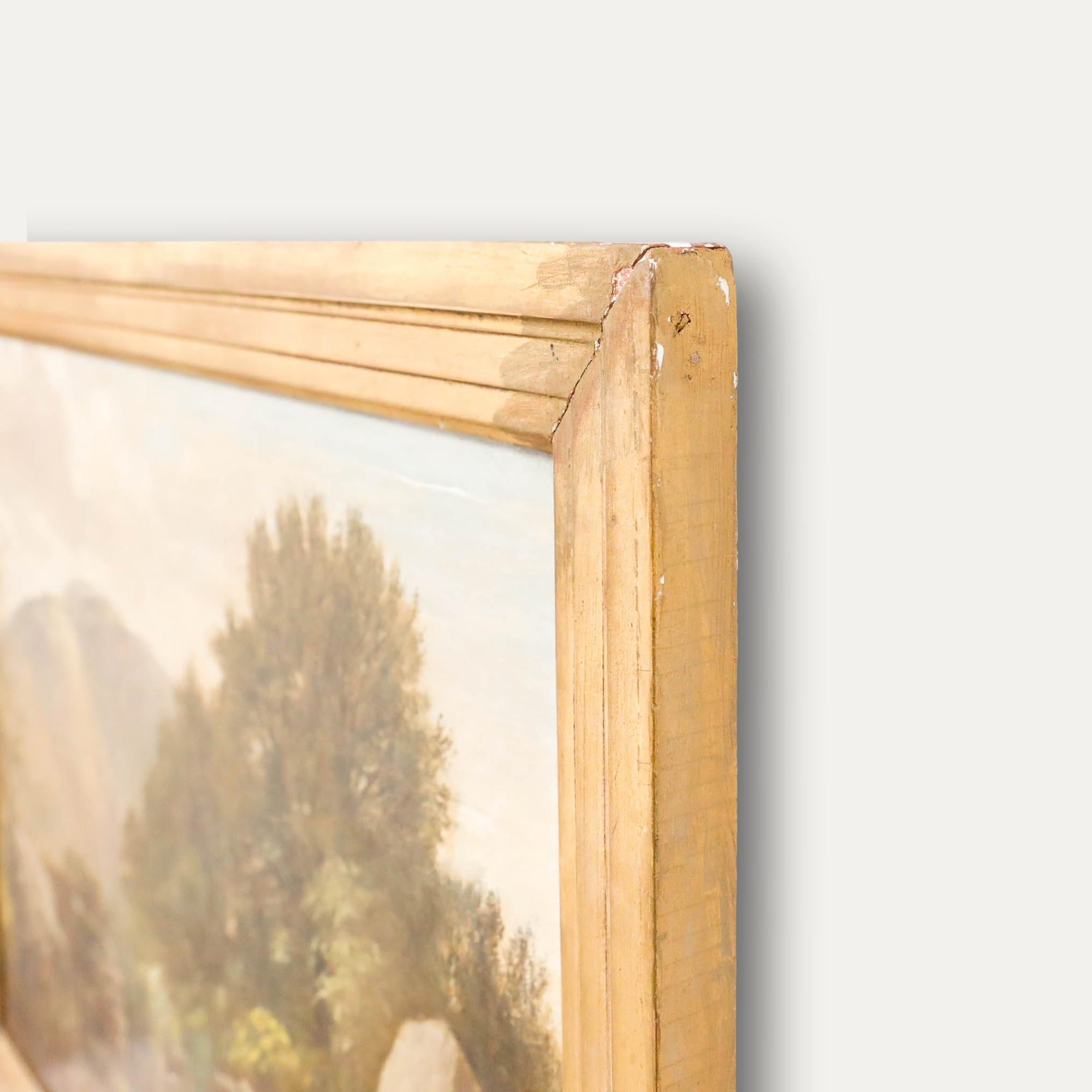 Framed Late 19th Century Oil - Conversing in the Countryside For Sale 1
