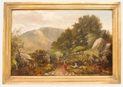 Framed Late 19th Century Oil - Conversing in the Countryside