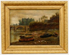 Huile encadrée de la fin du 19e siècle - Remontée des filets à Handbridge