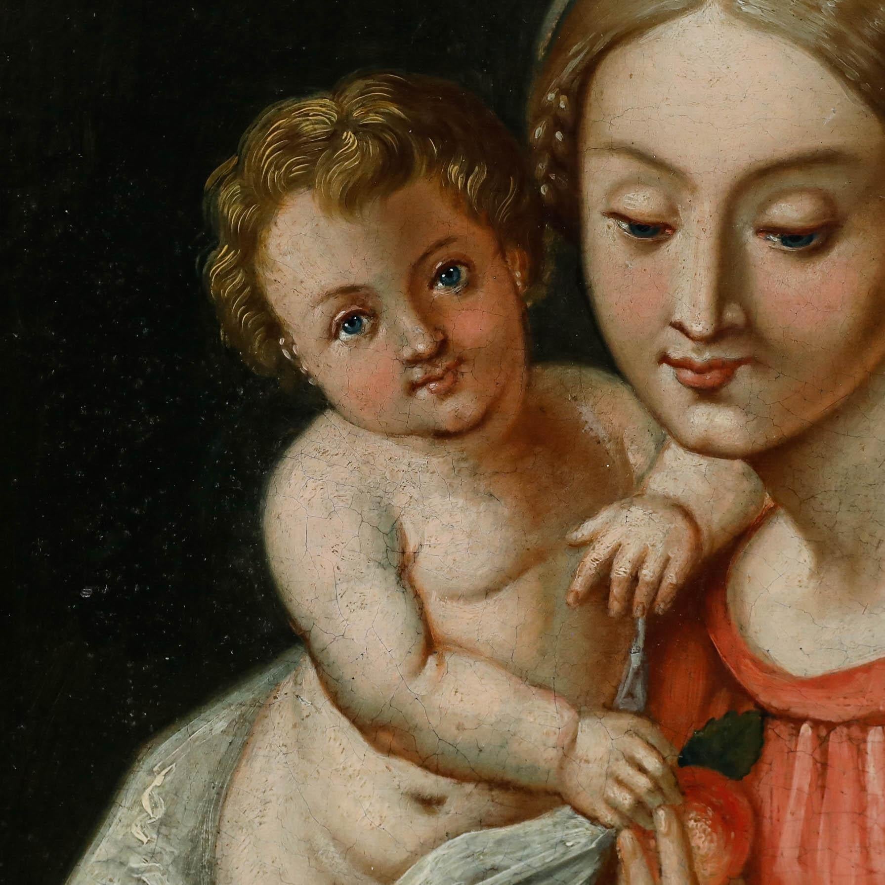 Gerahmtes Öl aus dem späten 19. Jahrhundert - Madonna mit Child im Angebot 1