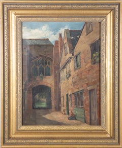 Framed Late 19th Century Oil - Medieval Street