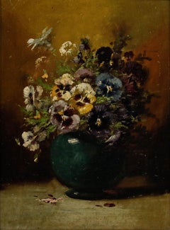 Framed Late 19th Century Oil - Pansies