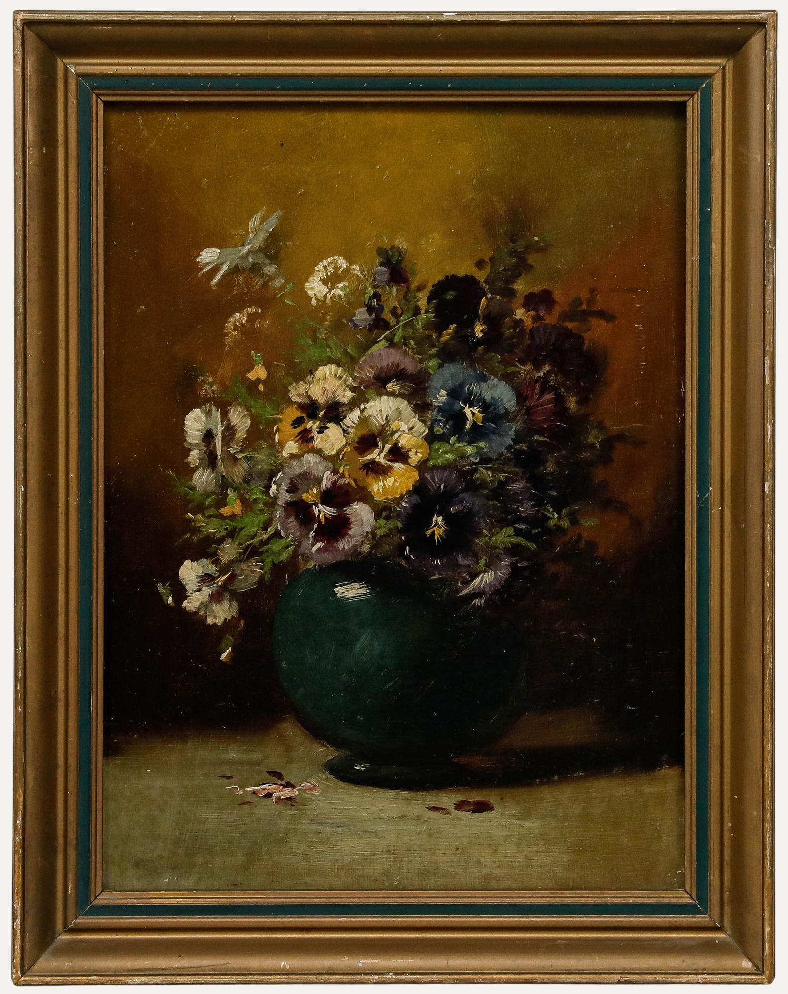 Framed Late 19th Century Oil - Pansies