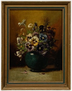 Framed Late 19th Century Oil - Pansies