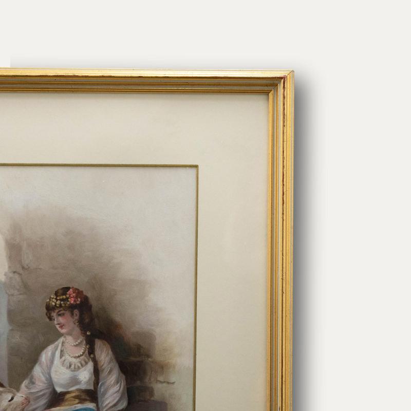 Framed Late 19th Century Oil - Parisian Gypsy with Goat For Sale 1