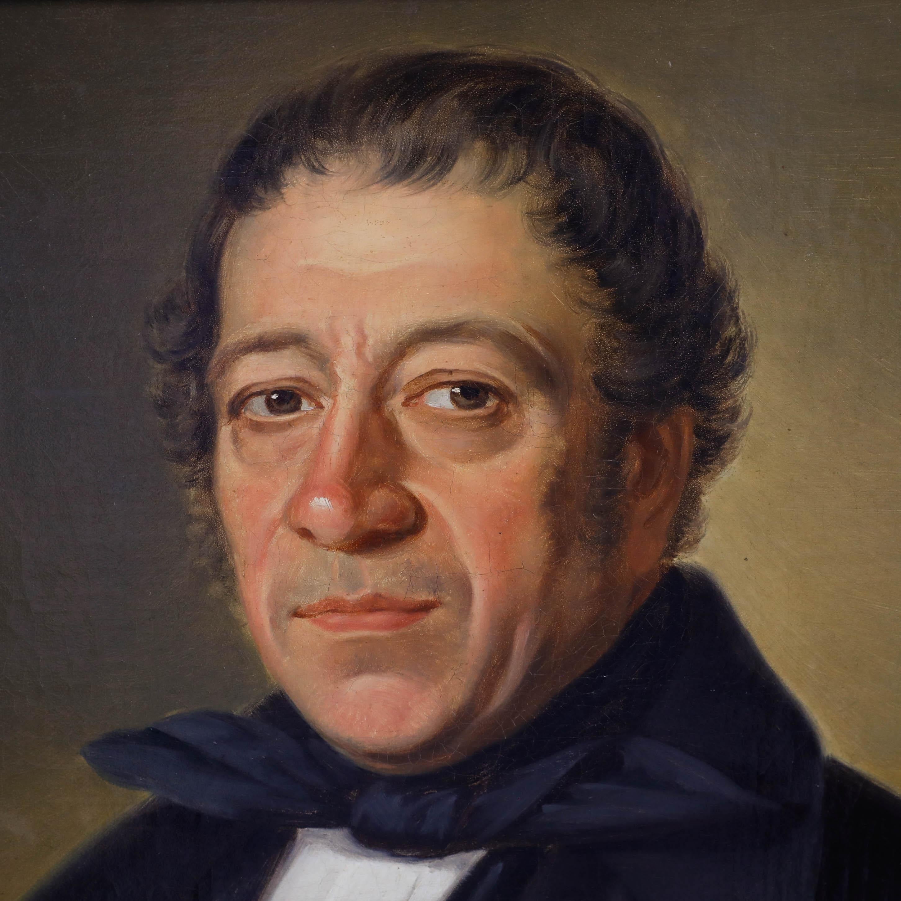 Huile encadrée de la fin du 19e siècle - Portrait d'un gentilhomme européen - Painting de Unknown