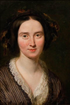 Framed Late 19th Century Oil - Portrait of a Lady with a Floral Braid