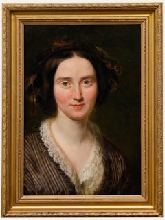 Framed Late 19th Century Oil - Portrait of a Lady with a Floral Braid