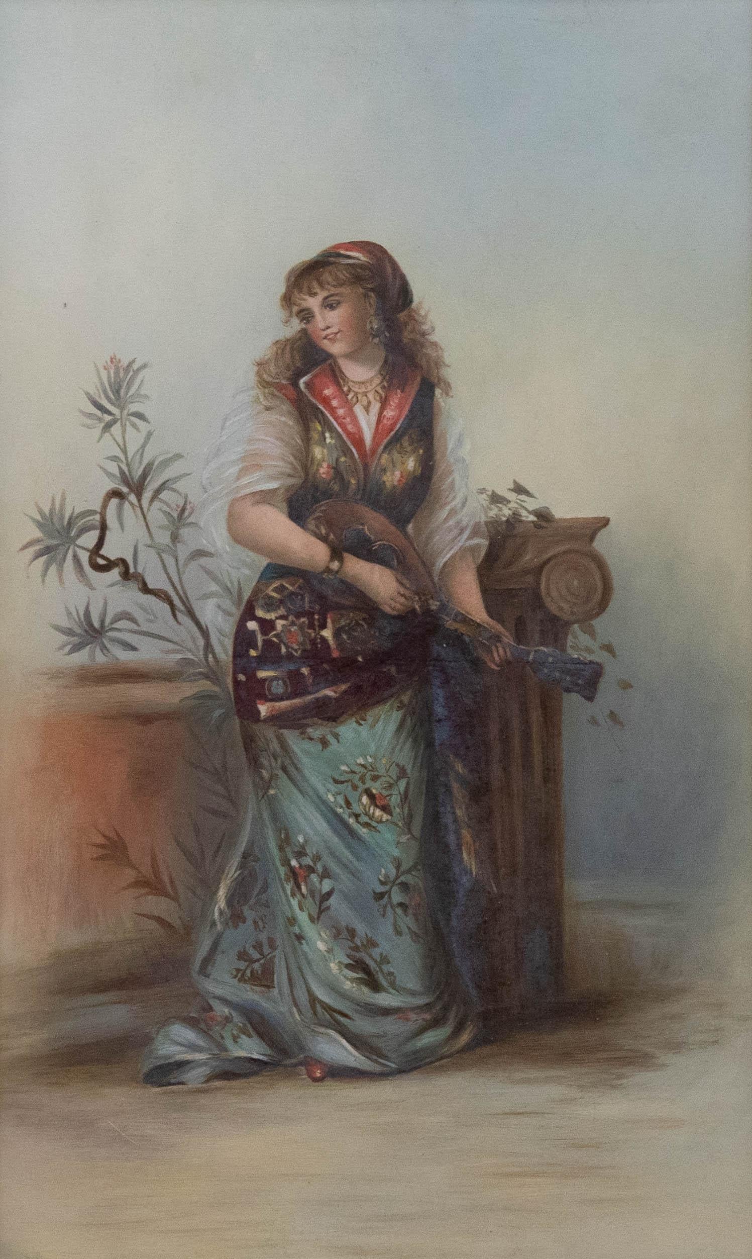 Framed Late 19th Century Oil - Portrait of a Turkish Performer - Painting by Unknown
