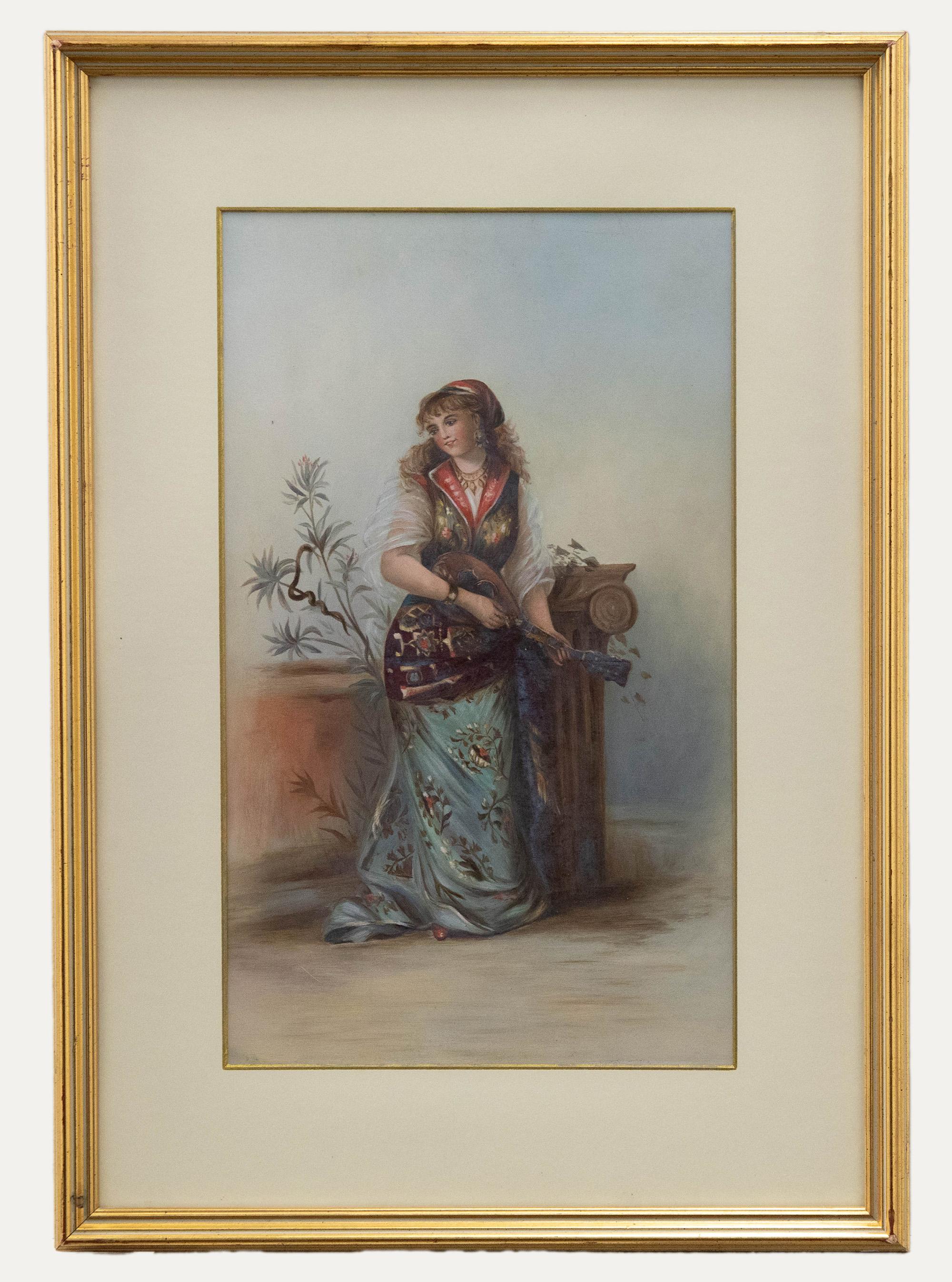 Unknown Portrait Painting - Framed Late 19th Century Oil - Portrait of a Turkish Performer