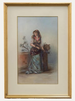Antique Framed Late 19th Century Oil - Portrait of a Turkish Performer