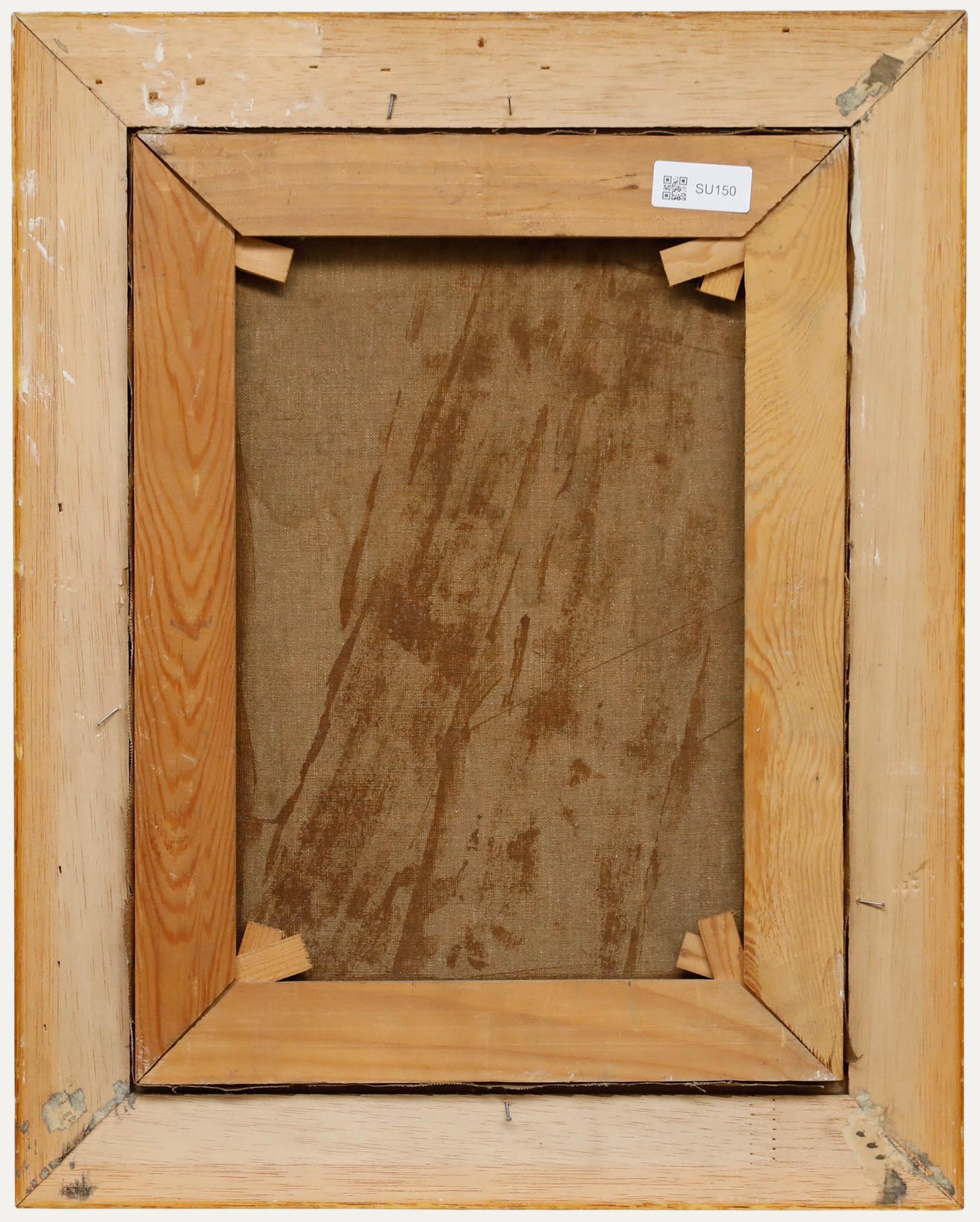 Huile encadrée de la fin du 19e siècle - Portrait d'une veuve - Marron Portrait Painting par Unknown