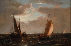 Framed Late 19th Century Oil - Sailing at Sunset