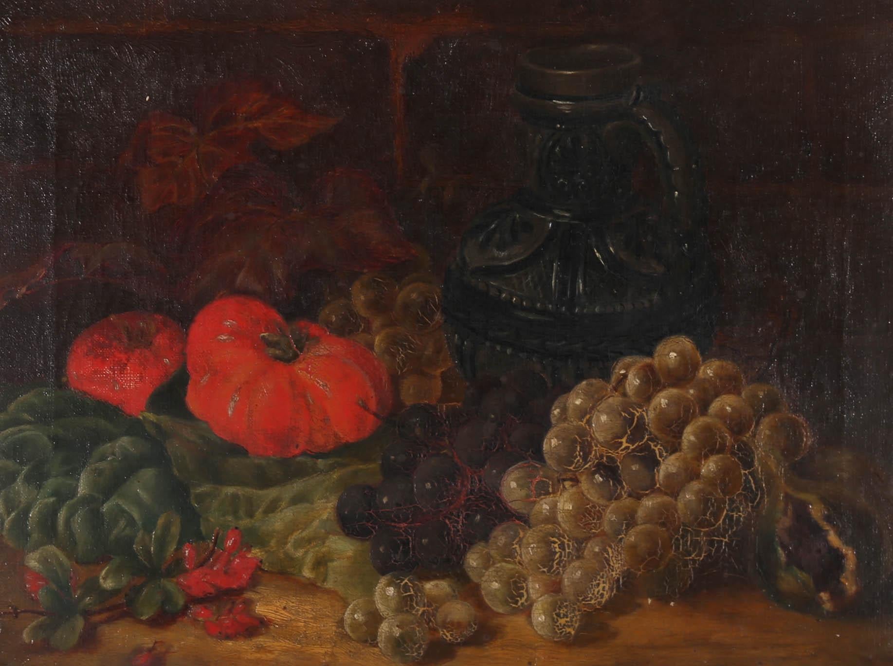 Framed Late 19th Century Oil - Still Life, Harvest Delights 1