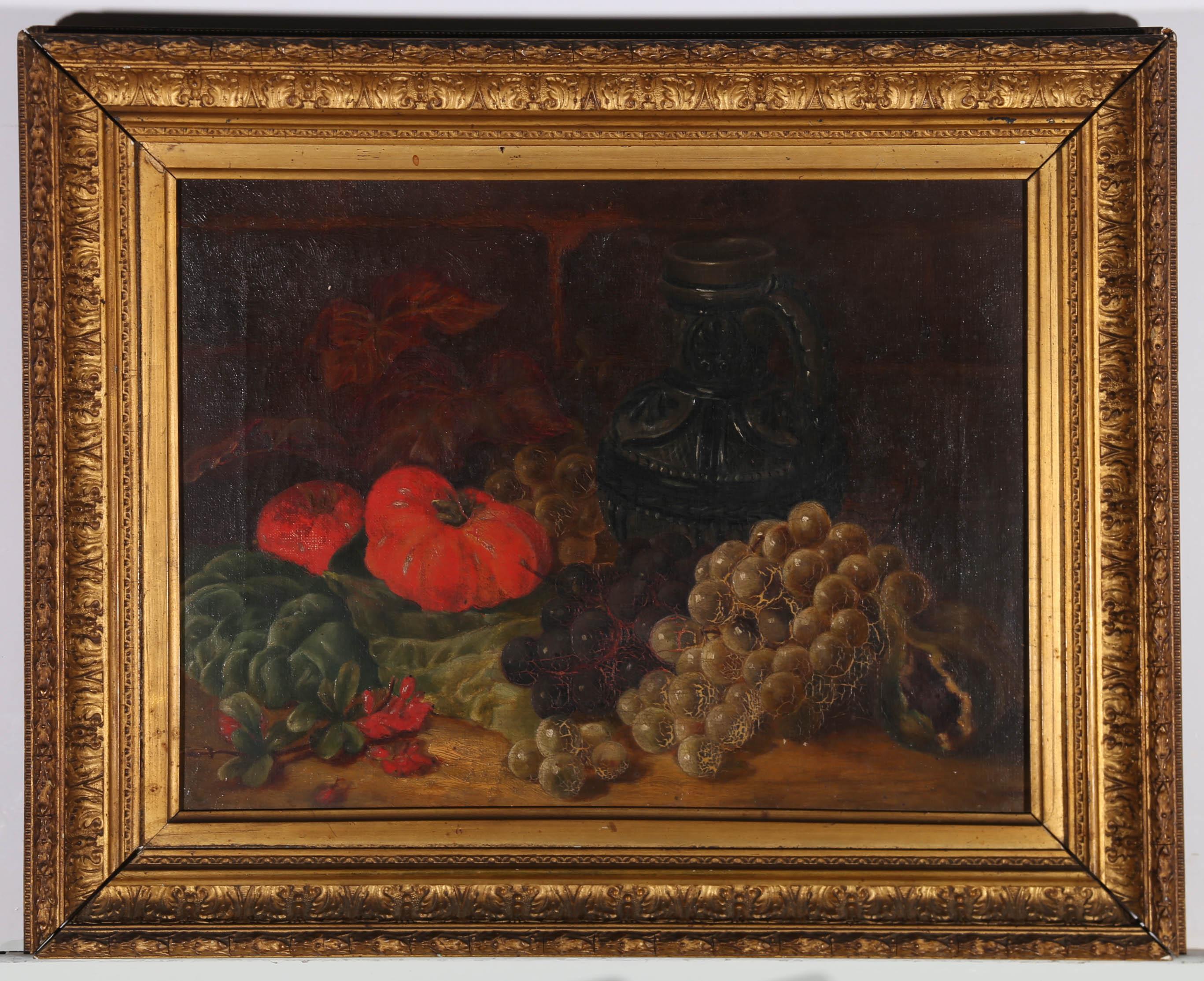 Framed Late 19th Century Oil - Still Life, Harvest Delights 2