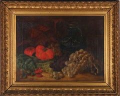 Antique Framed Late 19th Century Oil - Still Life, Harvest Delights