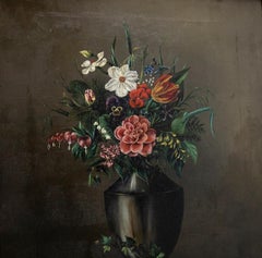 Framed Late 19th Century Oil - Still Life of Flower in a Vase