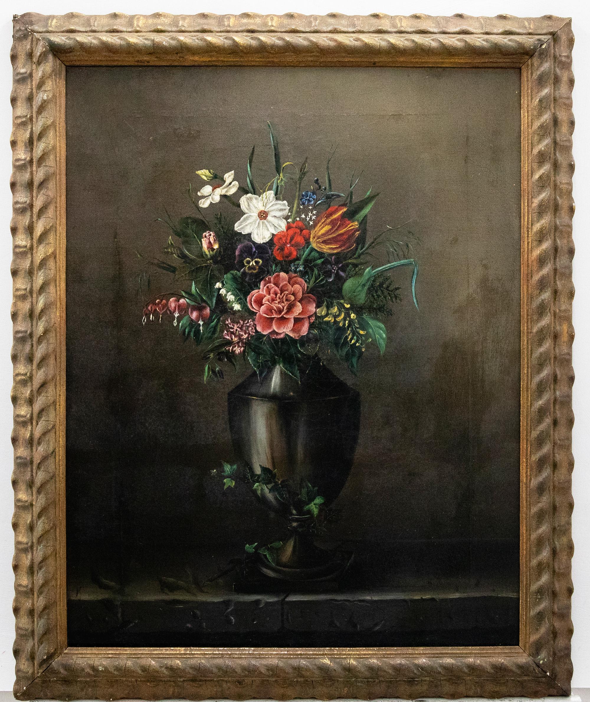 Unknown Still-Life Painting - Framed Late 19th Century Oil - Still Life of Flower in a Vase