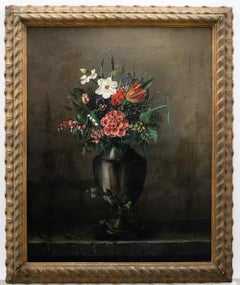 Framed Late 19th Century Oil - Still Life of Flower in a Vase