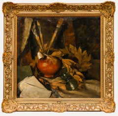 Framed Late 19th Century Oil - Still Life with Brushes