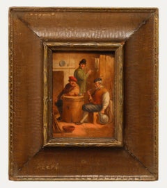 Framed Late 19th Century Oil - Tavern Drinkers Enjoying a Pipe