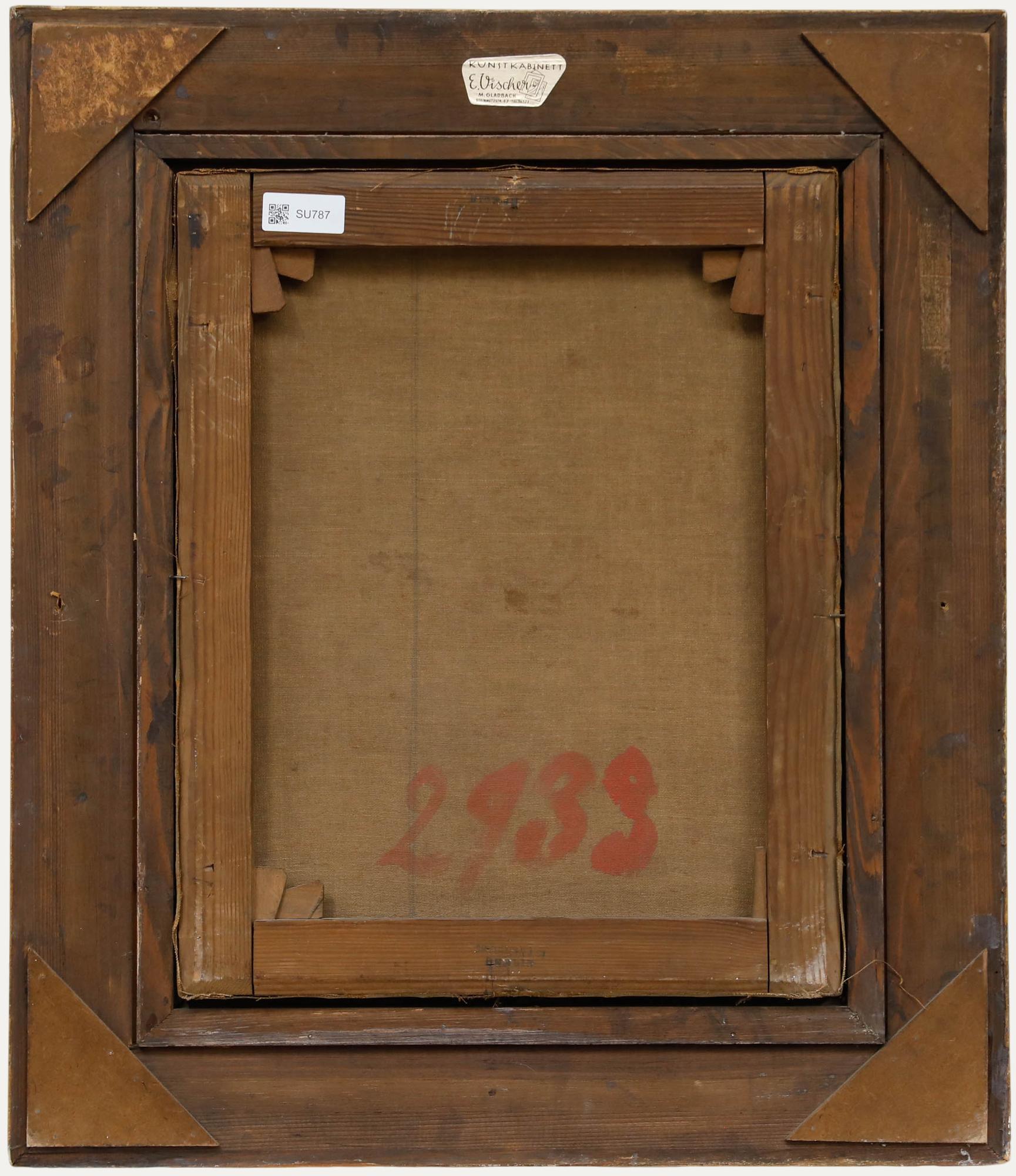 Gerahmtes Öl aus dem späten 19. Jahrhundert - Der Lauscher (Braun), Figurative Painting, von Unknown