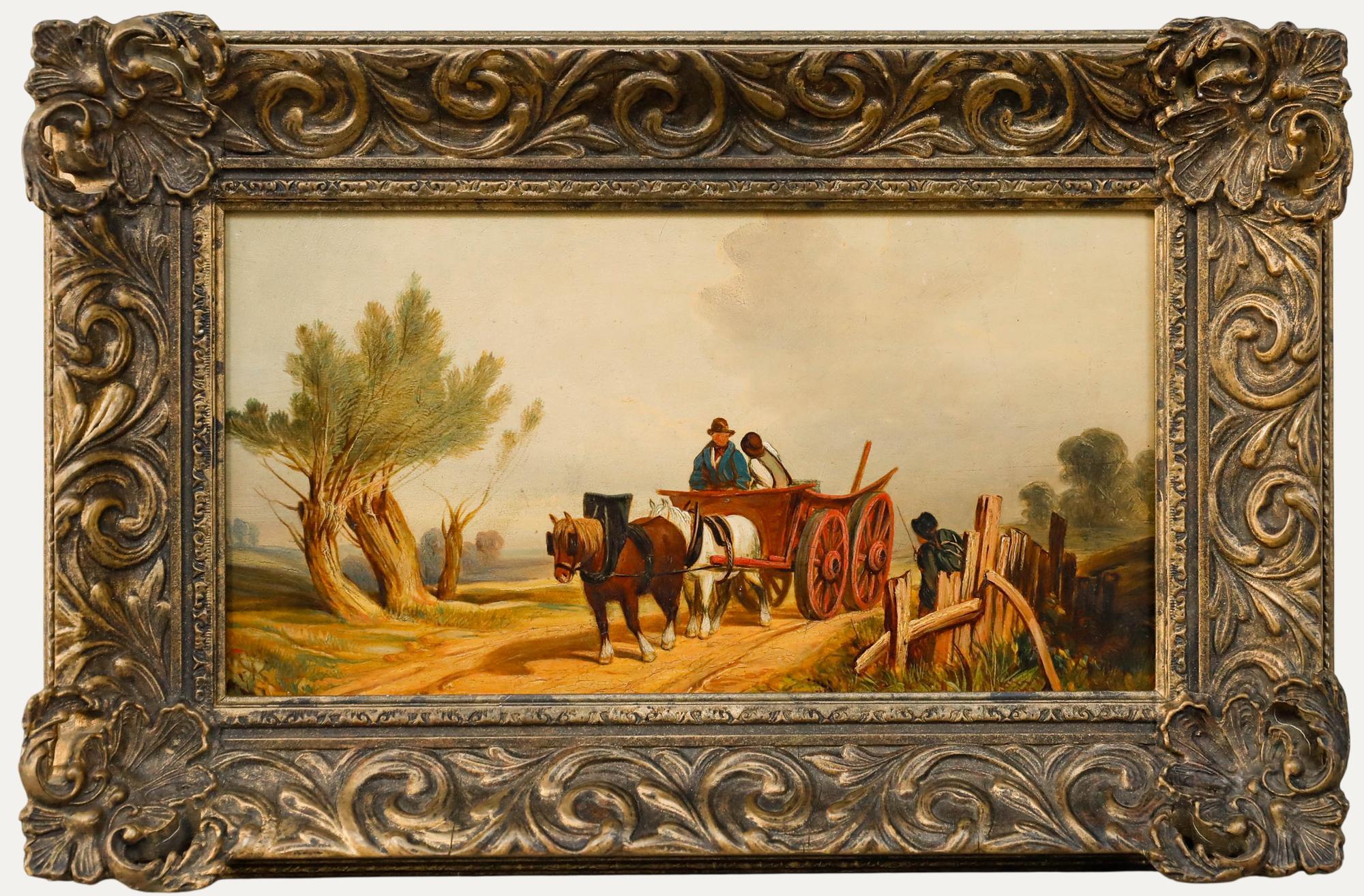 Framed Late 19th Century Oil - The Farmer's Cart