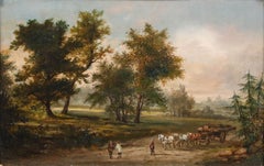 Framed Late 19th Century Oil - The Log Wagon