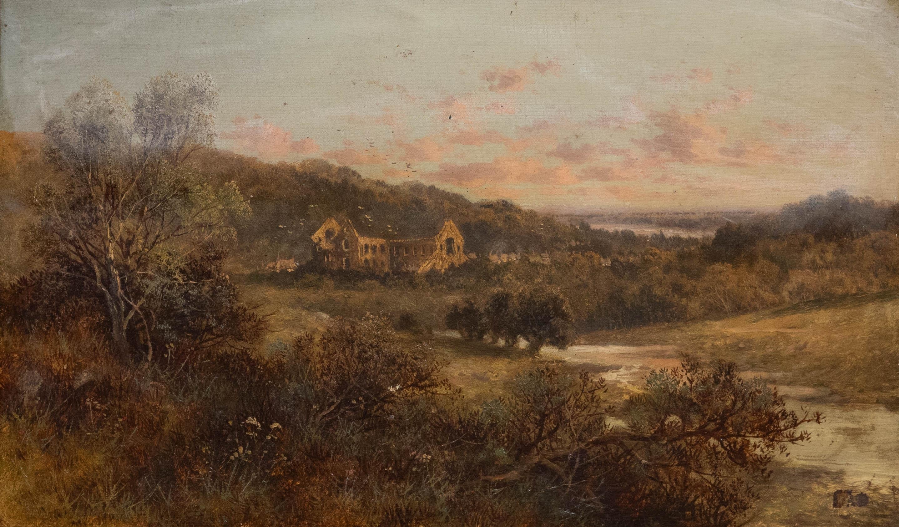 Gerahmtes Ölgemälde des späten 19. Jahrhunderts – Ansicht der Tintern Abbey – Painting von Unknown