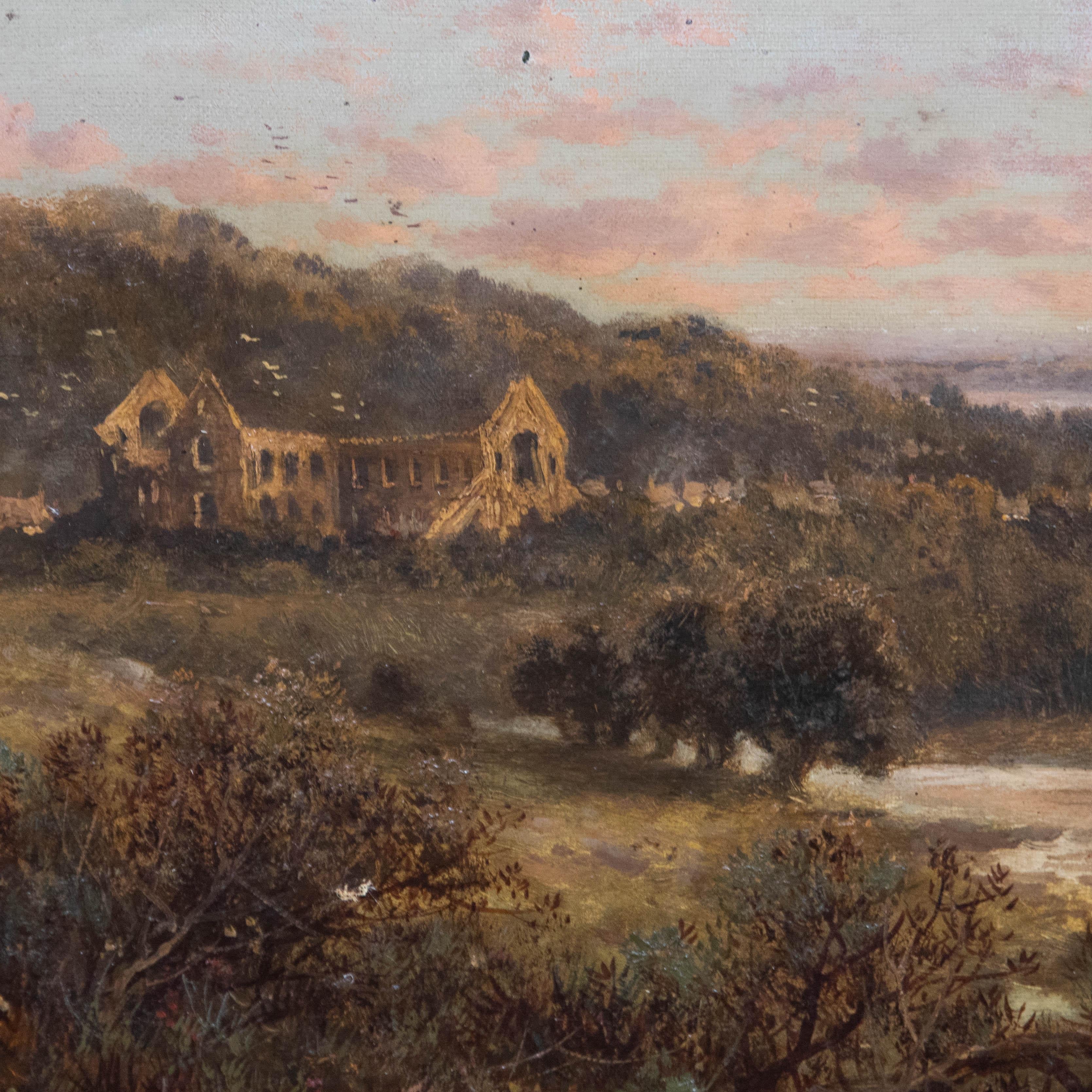Framed Late 19th Century Oil - View of Tintern Abbey For Sale 1